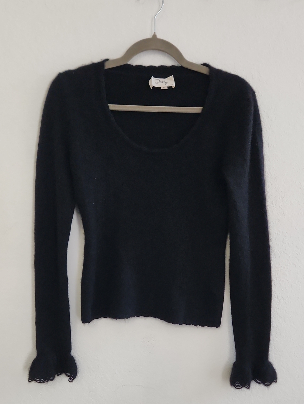 Capsule Wardrobe 100% Cashmere Scoop Neck Knit Sweater M Coquette Minimalist
